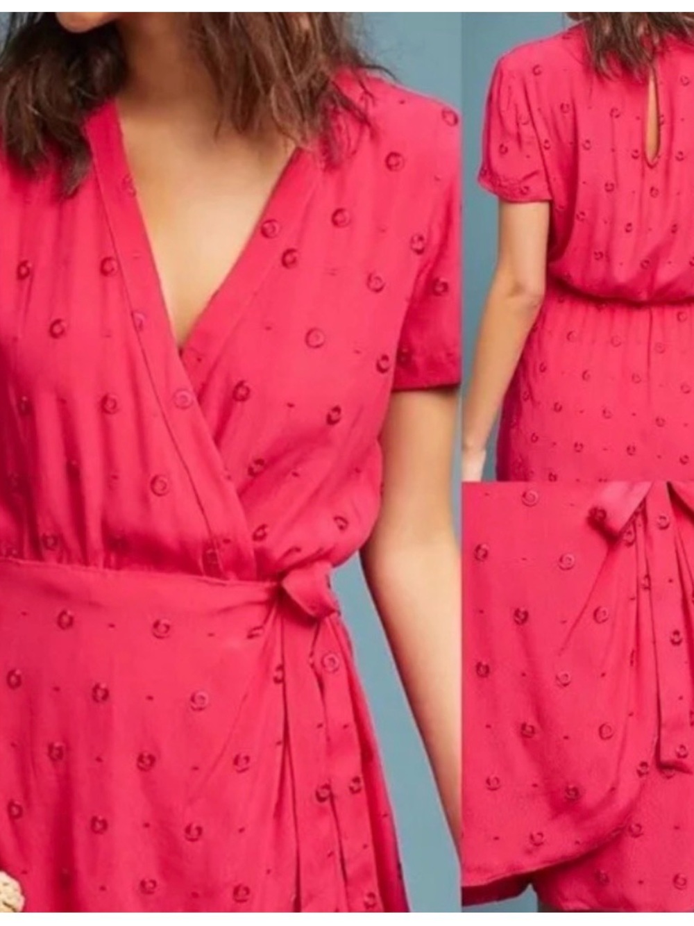 Anthropologie Ett:twa Greenbrier Embroidered Romper Pink Size M
